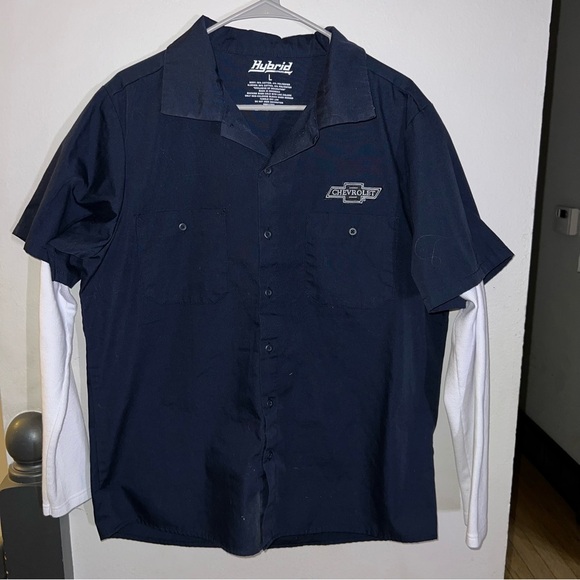 Hybrid Apparel Chevrolet Long Thermal Sleeve Button Up Workshirt Large - Picture 1 of 5